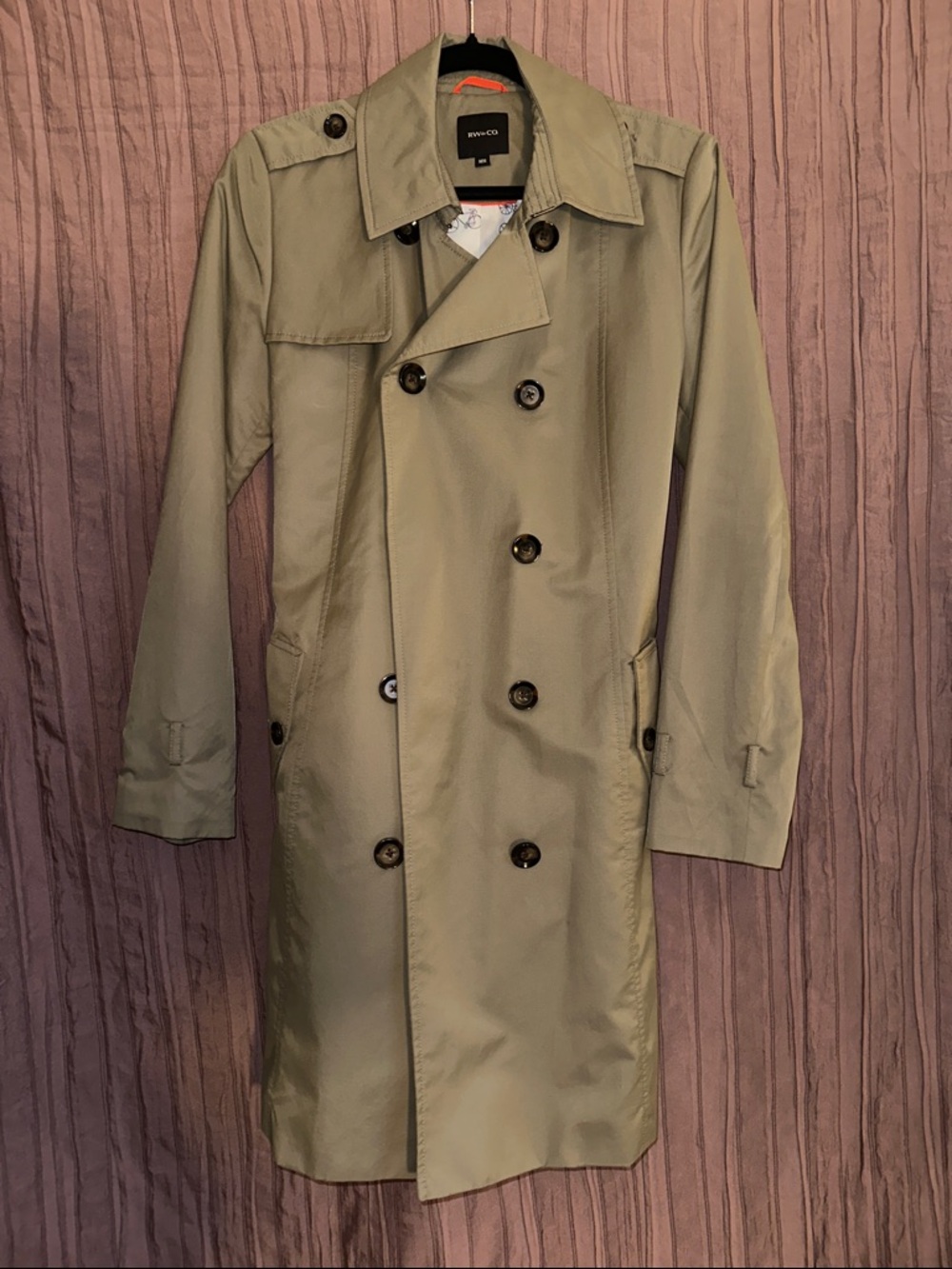 RW&CO. Classic Double-Breasted Belted Trench Coat - Olive Green